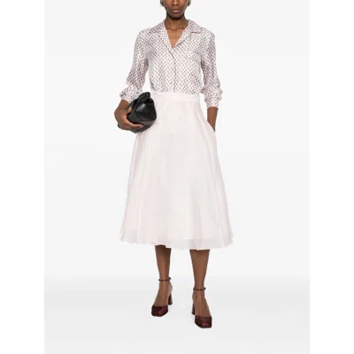 Max Mara Pink Silk Shirt In White