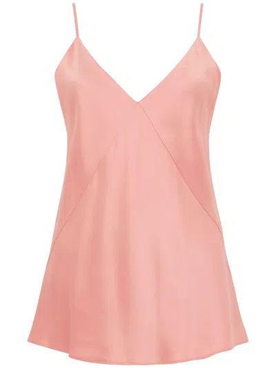 Max Mara Pink Silk Top With Thin Shoulder Straps