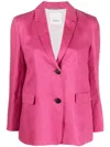 Max Mara Pink Single-breasted Linen Blazer In Pink