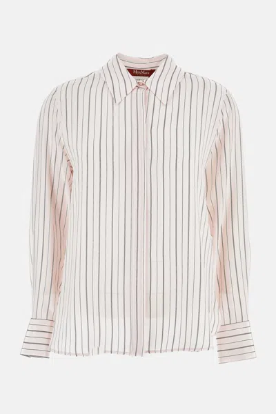 Max Mara Pink Striped Shirt In Neutral