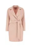 Max Mara Ajaccio Belted Wool Blend Coat In Pink