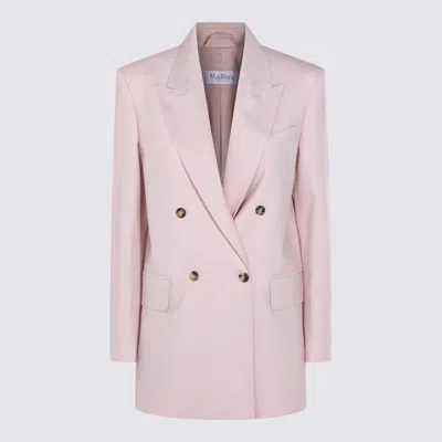 Max Mara Ombrosa Double Breasted Wool Blazer Jackets Rose In Purple