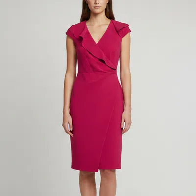 Pre-owned Max Mara Pink Wool Blend Ruffle Pencil Midi Dress S