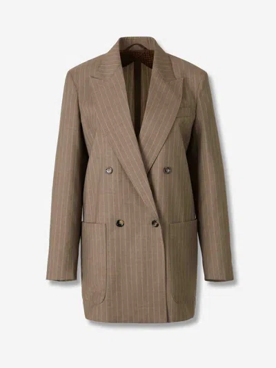 Max Mara Pinstripe Blazer In Brown