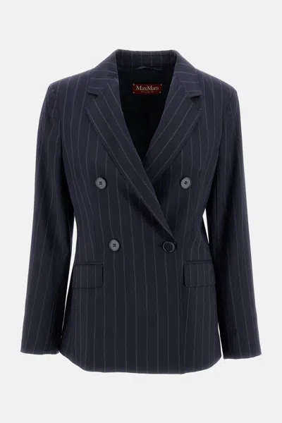 Max Mara Pinstripe Blazer Onagro In Blue