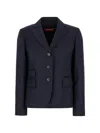 Max Mara Pinstripe Button Blazer In Blue