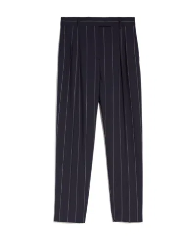 Max Mara Pinstripe Cigarette Pipe Pants In Black