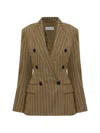 Max Mara Pinstripe Double-breasted Jacket In Green