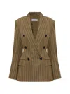Max Mara Pinstripe Double-breasted Jacket In Brown