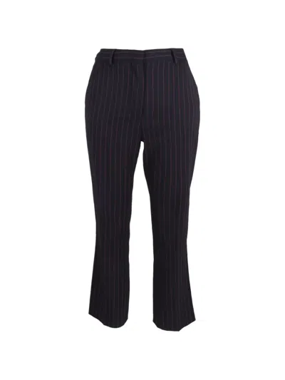 Pre-owned Max Mara Pinstripe High-rise Trousers In Black