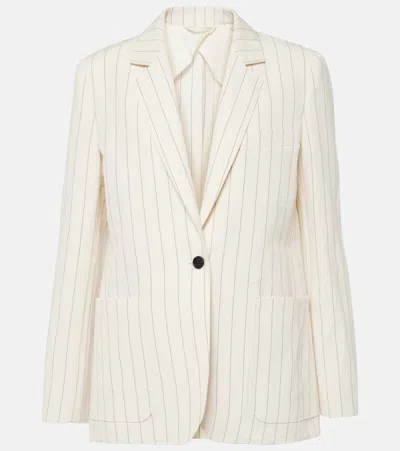 Max Mara Micron Pinstriped Linen And Cotton-blend Blazer In White