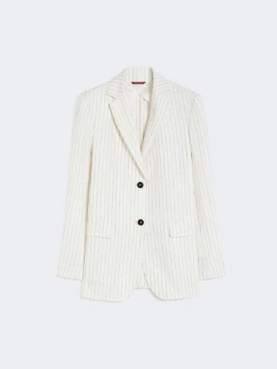 Max Mara Pinstripe Linen Blazer In Brown
