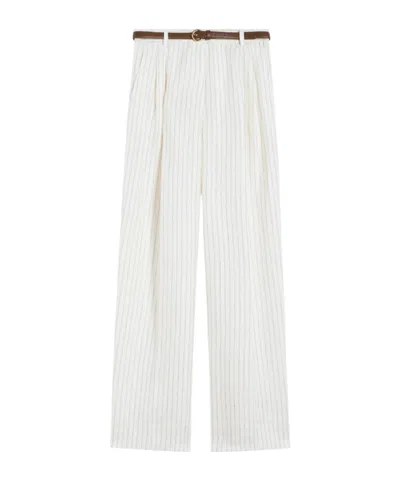 Max Mara Pinstripe Linen Trousers - Natural In Neutral