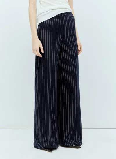 Max Mara Pinstripe Palazzo Trousers In Navy