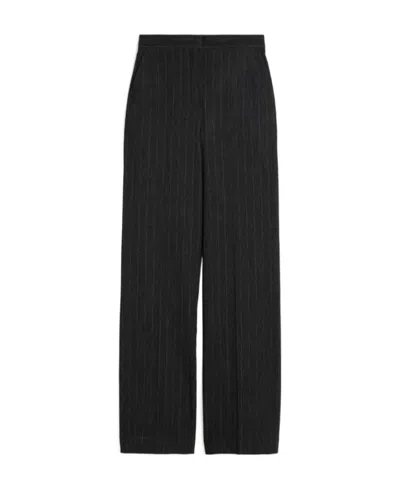 Max Mara Pinstripe-pattern Wide-leg Trousers In Black