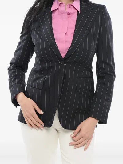 Max Mara Studio Woman Blazer Midnight Blue Size 12 Virgin Wool In Black
