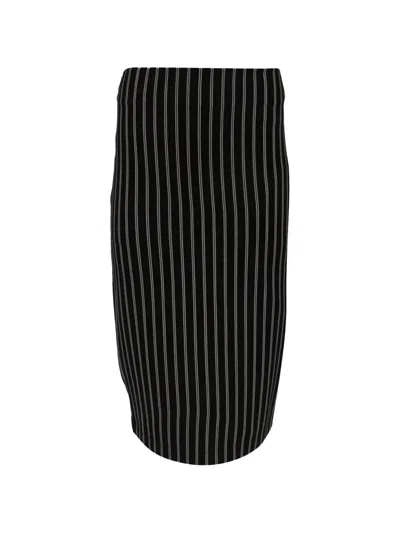 Pre-owned Max Mara Pinstripe Pencil Skirt In Black