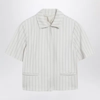 Max Mara Pinstripe Piqué Jersey Jacket In Gray