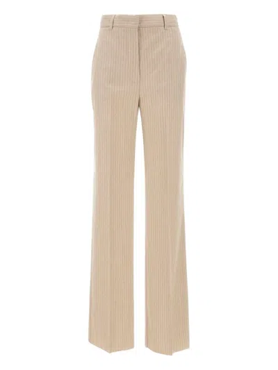 Max Mara Pinstripe Pleated Trousers In Neutral