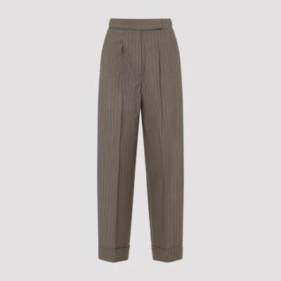 Max Mara Pinstripe Regular & Straight Leg Pants In Brown