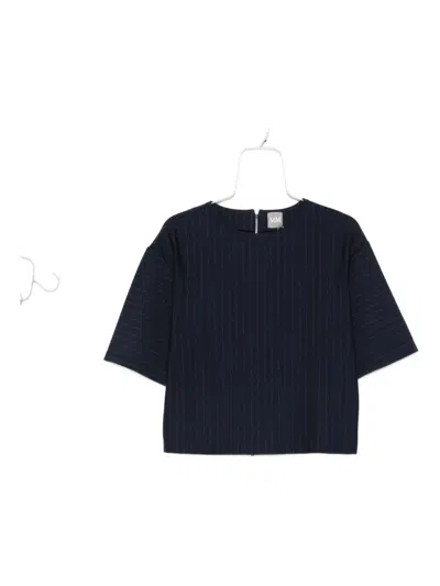 Max Mara Pinstripe Short-sleeved Top In Black