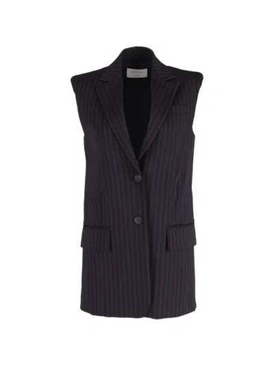 Pre-owned Max Mara Pinstripe Sleeveless Blazer In Blue