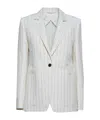 Max Mara Micron Single-breasted Jacket In White Pinstriped Canvas In White