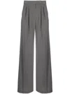 Max Mara First Shearing Wool Striped Casual Pants In Gray