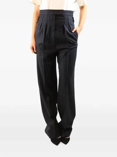 Pre-owned Max Mara Pinstripe Wide-leg Trousers In Black