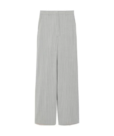 Max Mara Pinstripe Wool Casual Pants In Gray