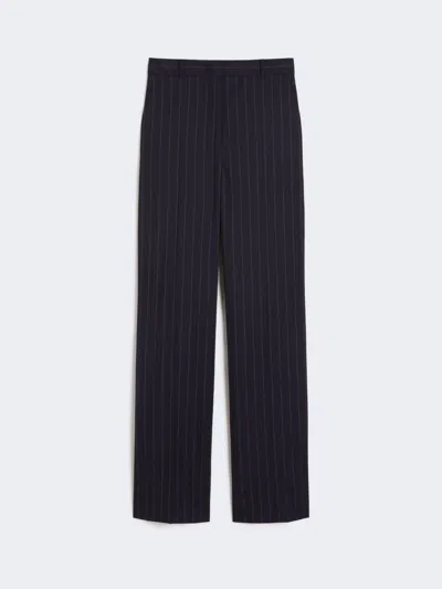 Max Mara Pinstripe Wool Trousers In Blue