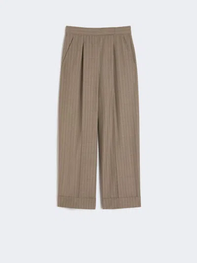 Max Mara Pinstripe Wool Trousers In Brown