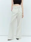 Max Mara Chenzia Wide Trousers In White Pinstriped Jacquard Cotton In White