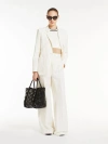Max Mara Pinstriped Canvas Wide Trousers In White Black