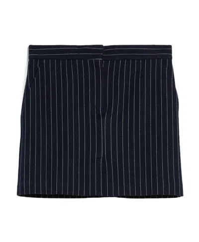 Max Mara Pinstriped Cashmere Skirt In Blue