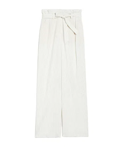 Max Mara Pinstriped Casual Pants In White