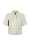 Max Mara Mxmangio Collared Striped Jacket Front Pockets In Neutral