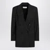 Max Mara Double-breasted Wool Jacket With Pinstripe Design In Black