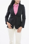 Max Mara Pinstriped Galosce Blazer With Peak Lapel