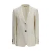 Max Mara Studio Pinstriped Linen Blazer In White