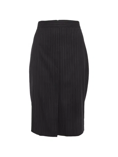Pre-owned Max Mara Pinstriped Pencil Skirt In Black