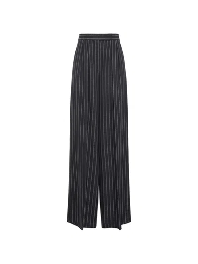 Max Mara Pinstriped Pleated Trousers In White