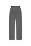 Max Mara First Shearing Wool Striped Casual Pants In Medium Grey
