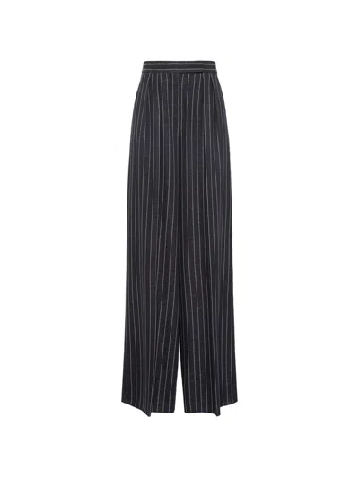 Max Mara Pinstriped Trousers With Pleat In Blue