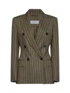 Max Mara Pinstriped Virgin Wool Blazer In Green