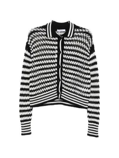 Max Mara Pinstripe-pattern Crochet-knit Cardigan In Multi