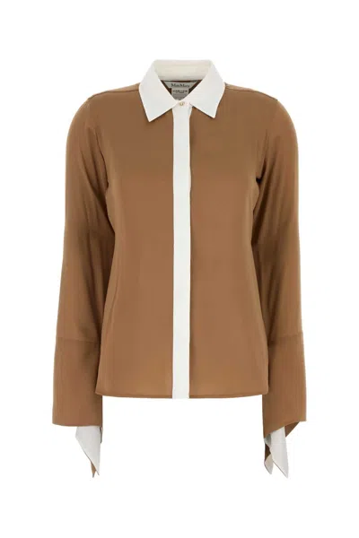 Max Mara Long-sleeve Color-block Shirt In Purple