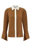 Max Mara Camel Silk Colour-block Shirt In Brown