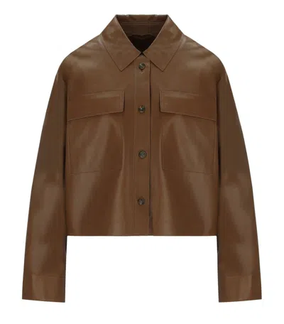 Max Mara Piovra Brown Leather Jacket