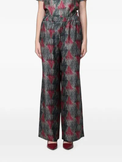 Max Mara Piovra Printed Silk Palazzo Pants In Multi
